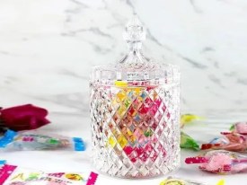 Caramelera bombonera vidrio alta labrada